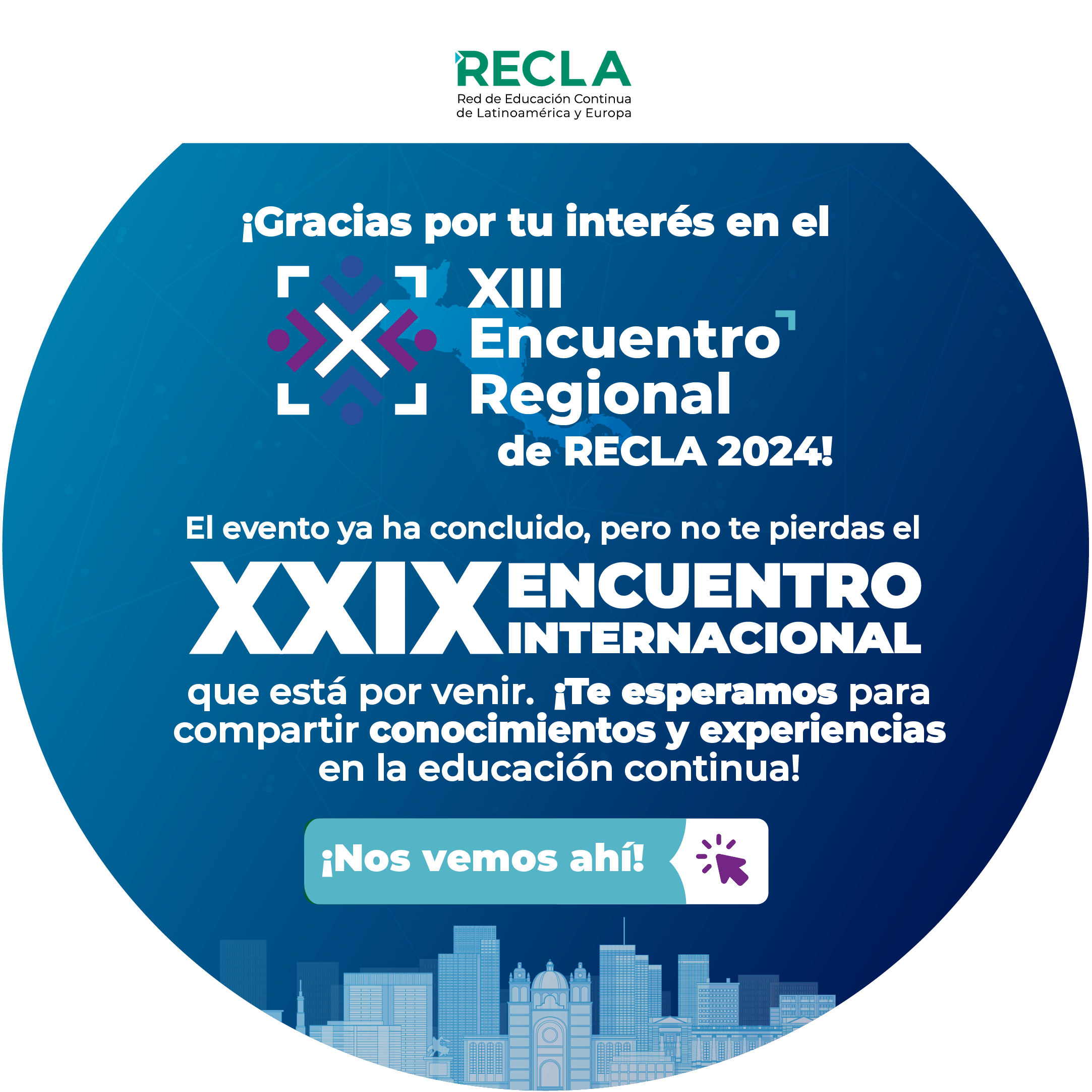 Popup anunciando finalización del XIII Encuentro Regional RECLA 2024