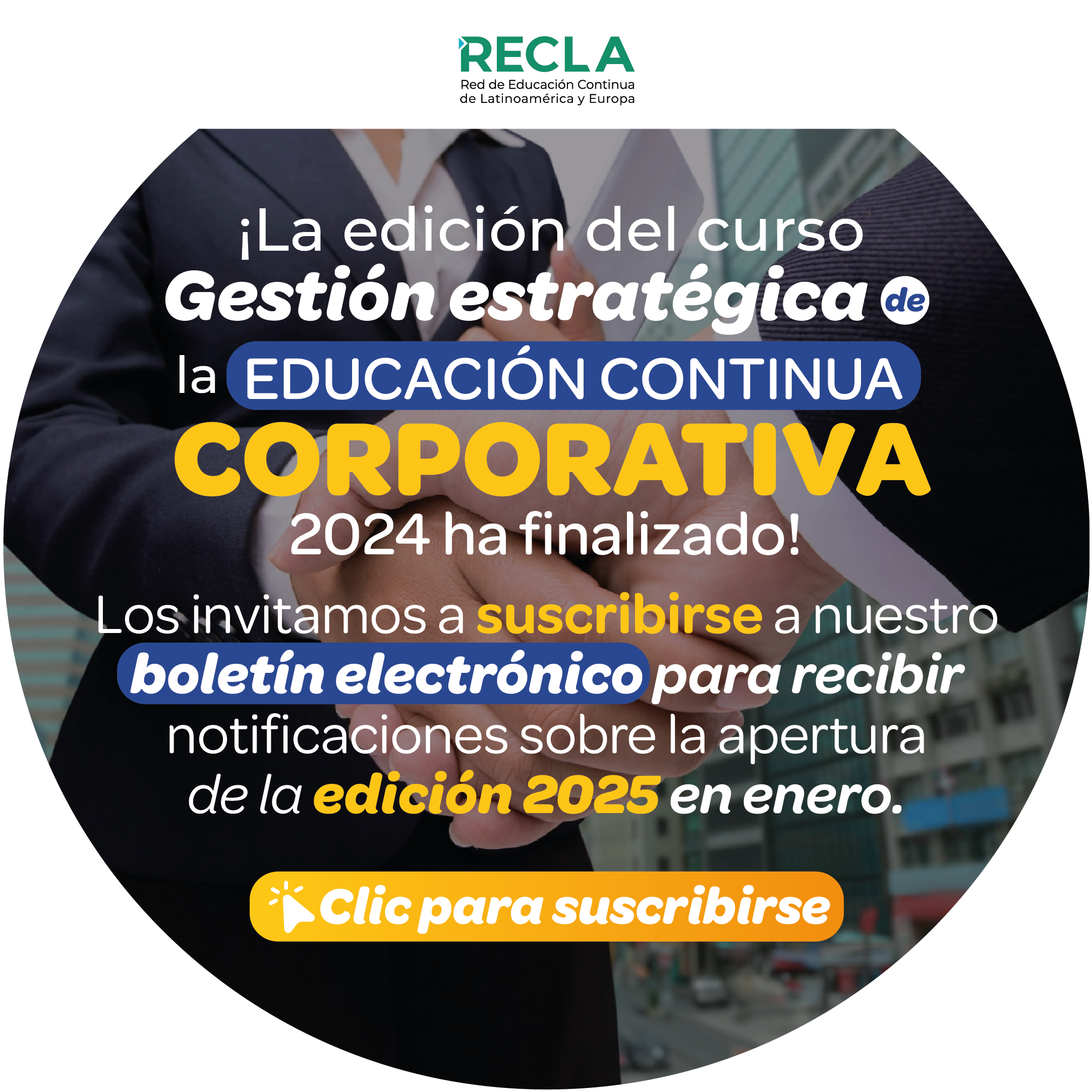 Popup anunciando finalización del curso en la edición 2024