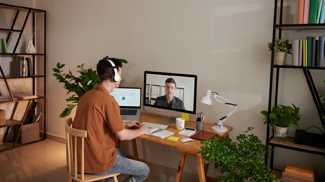 Hombre aplicando networking en el teletrabajo